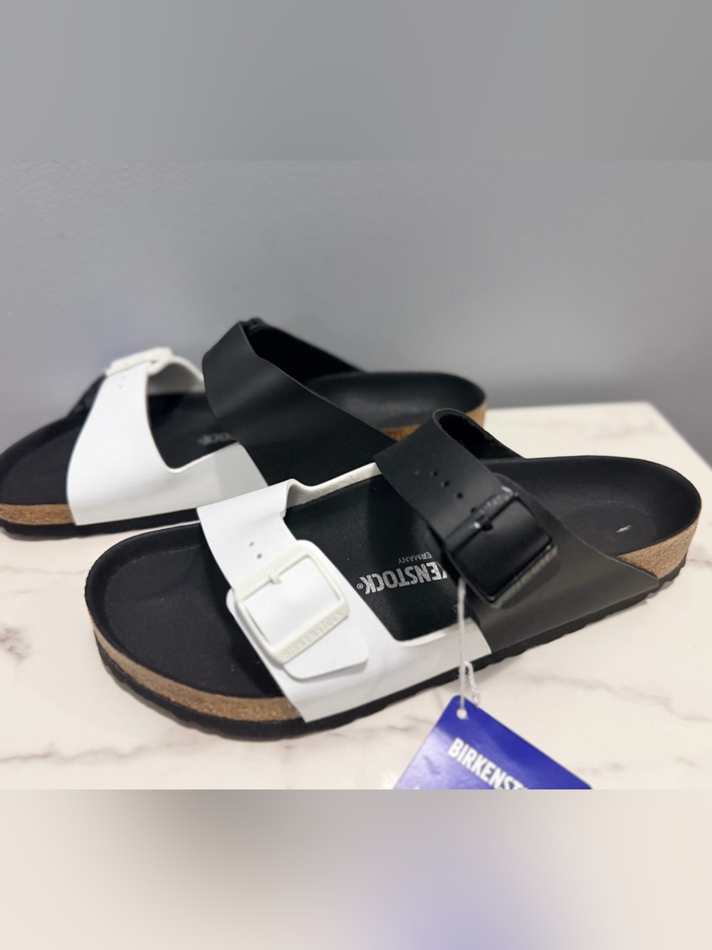 Birkenstock 45 black and white Arizona style